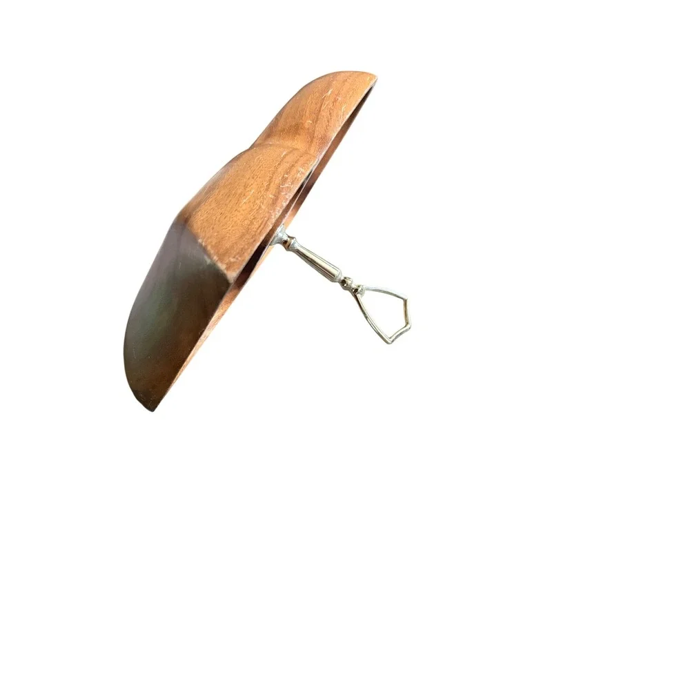 Vintage Wooden Leaf Double Serving Tray with Gold Handle Divided Snack Dish